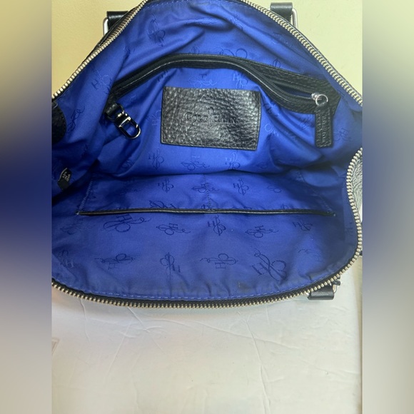 Cole Haan Pebble Leather Satchel Shoulder Crossbody Bag Tote Logo Minimalist Fob - Picture 15 of 16